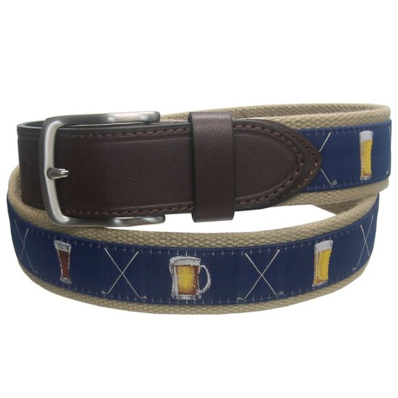 NWT Greg Norman Canvas Club and Beer Logo Golf Belt - Picture 1 of 3